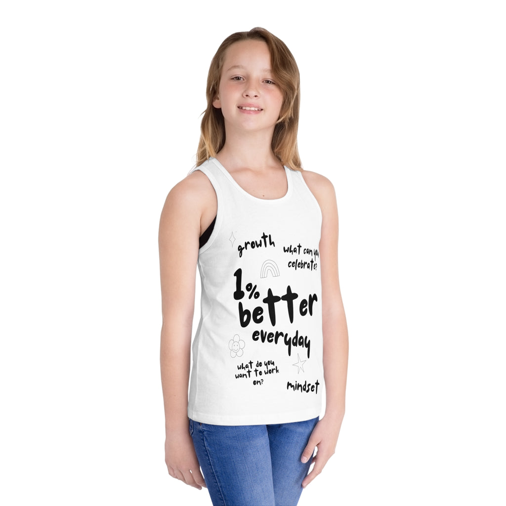 1% Better Every Day Kids Tank – Rainbow + Star Graphic | Lightweight Jersey Tank for Growth, Goals & Summer Vibes