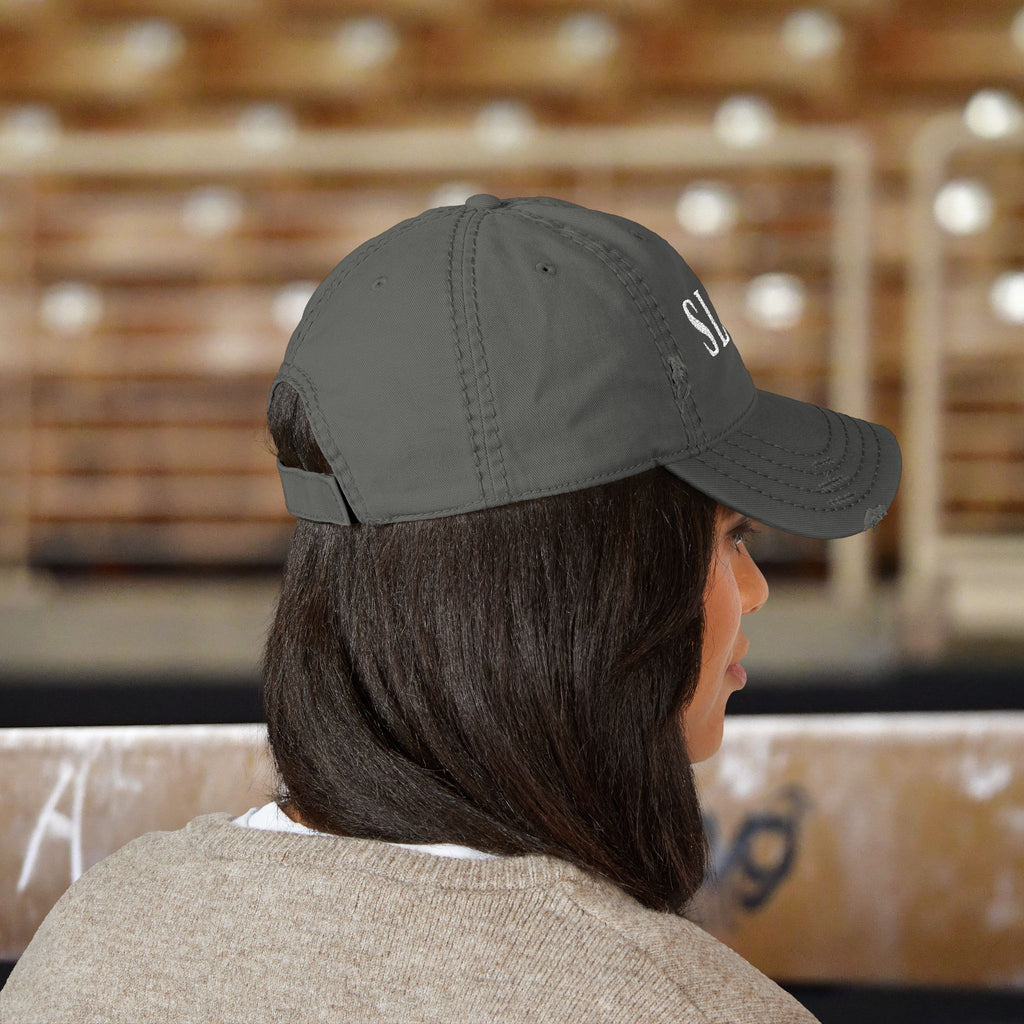Distressed Hat with SLAY Embroidery | Casual Style Gymnastics Cap, Perfect for Athletes or Moms