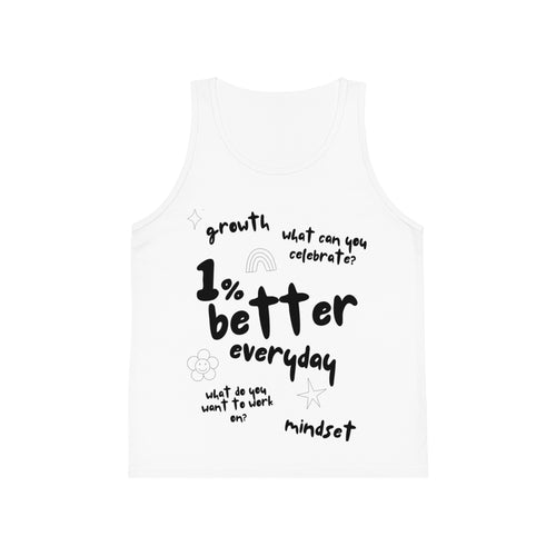 1% Better Every Day Kids Tank – Rainbow + Star Graphic | Lightweight Jersey Tank for Growth, Goals & Summer Vibes